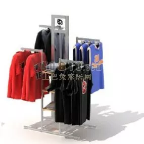 Clothing Store With Hanger Shelf 3d model