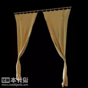 Brown Curtain Window Furniture 3d model