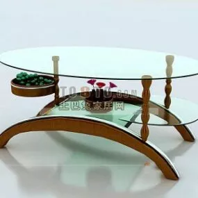 Coffee Table Oval Glass Top 3d model