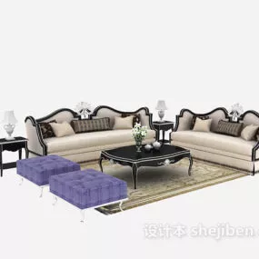 Classic European Sofa Set 3d model