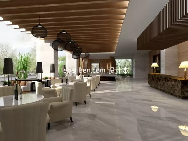 Restaurant Large Space With Table Chair 3d model