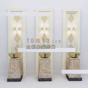 Showcase With Decorative Shelf Desk 3d model