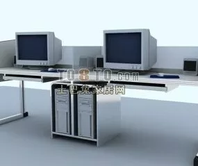 Work Table With Computer 3d model