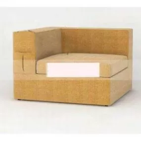 Corner Square Single Sofa Yellow Fabric 3d model