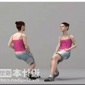 Beauty Girl Sitting 3d model