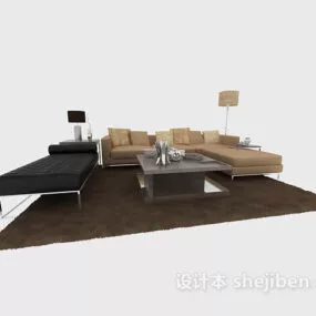 Modern Living Room Sofa Coffee Table Furniture 3d model