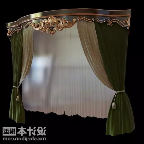 Window Curtain Vintage Pattern 3d model