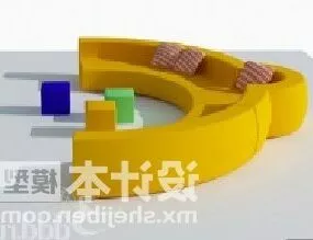 Curved Large Sofa 3d model