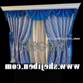 Blue Curtain Two Layers For Windows 3d model