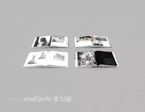 Book Stack With Labels 3d model