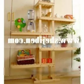 Decorative Wooden Shelf Furniture 3d model