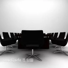 Meeting Desk With Chairs 3d model