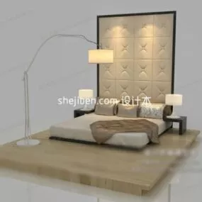 Double Bed With Backwall Design 3d model