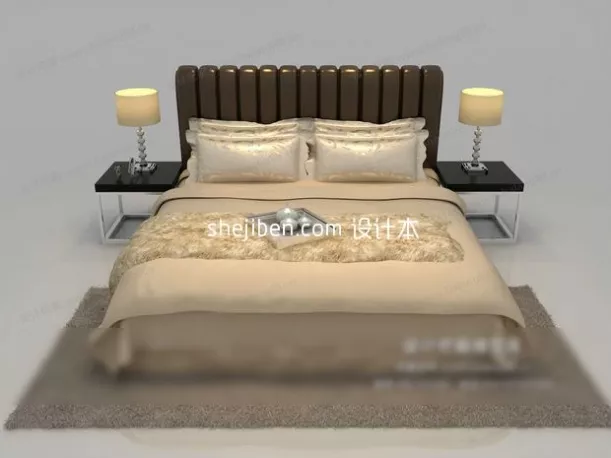 Upholstered Platform Bed 3d model