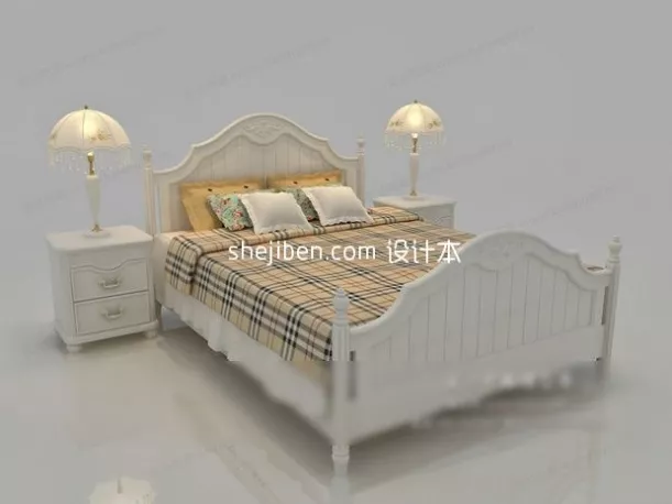Bed Upholstery Grey Fabric 3d model
