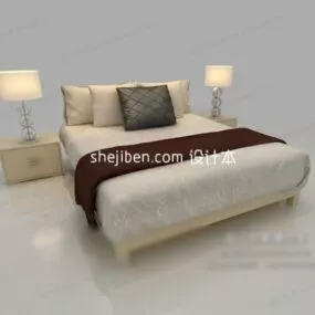 Modern Double Bed Hotel Furniture 3d model