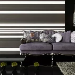 European Upholstery Sofa Two Seats 3d model