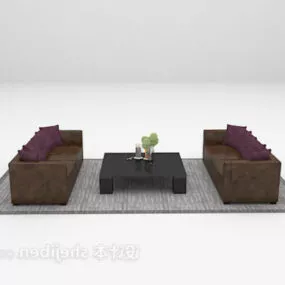 Double Sofa With Table Combination 3d model
