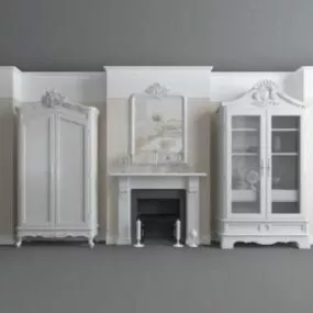 European Tv Cabinet With Fireplace 3d model