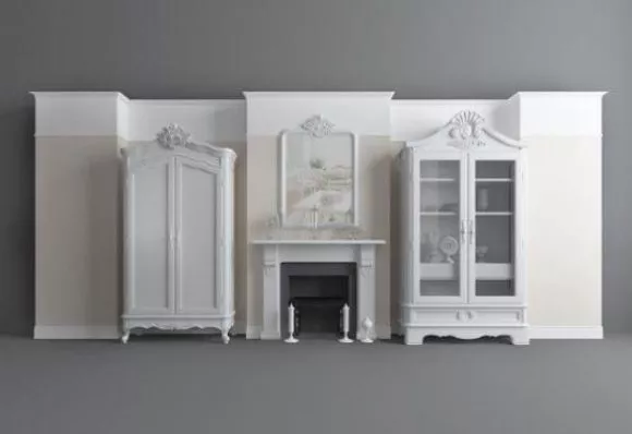 Elegant Classic Marble Fireplace 3d model