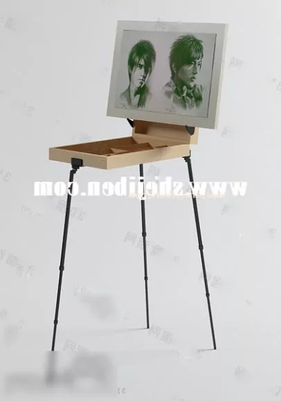 Wooden Easel Ikea With Blackboard 3d model