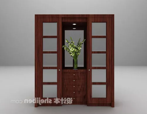 Wood Cabinet With Console Table 3d model Wood Cabinet With Console Table 3d model