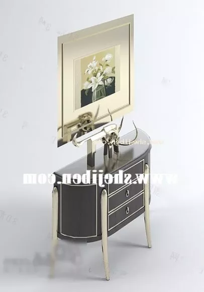 Antique Display Cabinet With Decorating 3d model Antique Display Cabinet With Decorating 3d model