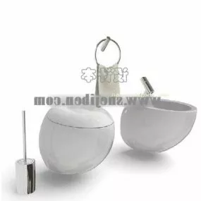 Egg Shaped Toilet Set 3d model