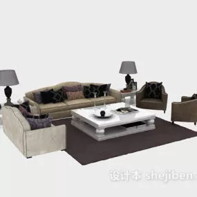 Elegant European Living Room Furniture 3d model