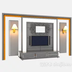 European Backwall Decoration With Wall Lamp 3d model