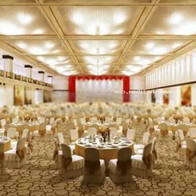 European Banquet Hall Interior Scene 3d model