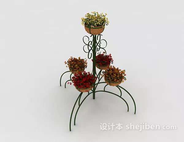 Flowers In Rectangle Pot 3d model