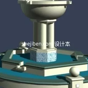 European Fountain Pool 3d model