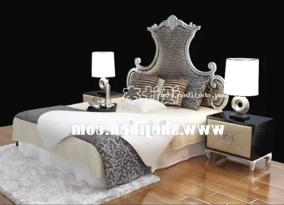 Simple Bed With Black Mattress 3d model
