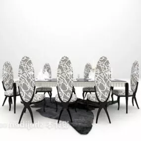 European Style Eight Person Dinning Table 3d model