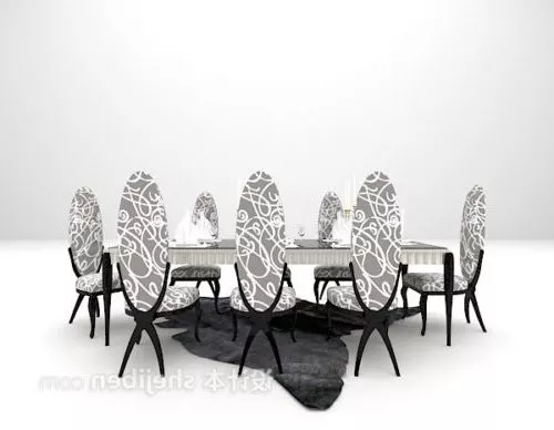European Style Eight Person Dinning Table 3d model European Style Eight Person Dinning Table 3d model