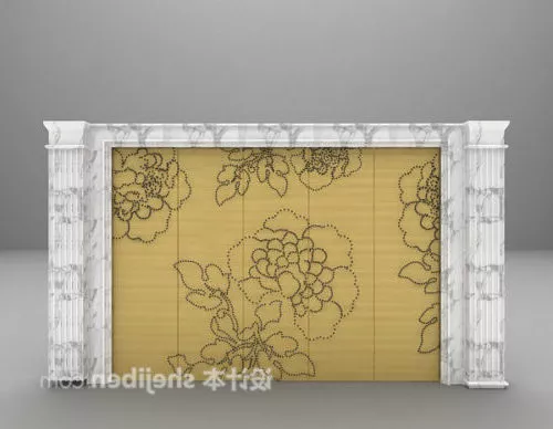 European Background Wall With Floral Pattern 3d model European Background Wall With Floral Pattern 3d model