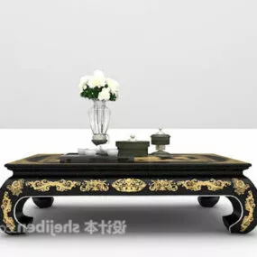European Coffee Table Black Carving 3d model