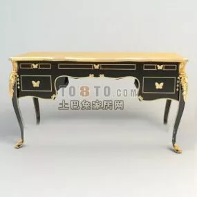 European Book Table Antique Style 3d model