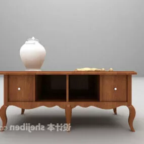 European Vintage Brown Wood Cabinet 3d model