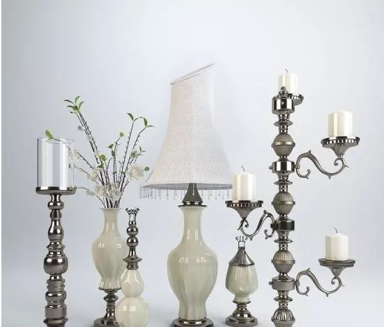 European Candlestick Table Lamp Set 3d model European Candlestick Table Lamp Set 3d model
