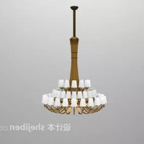 European Vintage Brass Chandelier 3d model