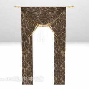 European Classic Curtains Brown Color 3d model