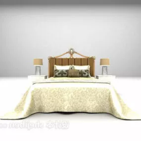 European Elegant Classic Style Double Bed 3d model