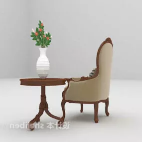 European Classic Style Single Chair 3d model