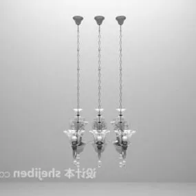 European Kitchen Silver Chandelier 3d model