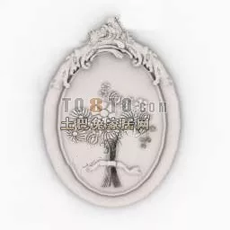 European Oval Frame With Painting Decorative 3d model