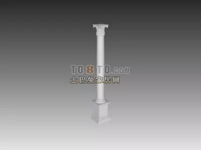Baluster Handrail Column Red Wood 3d model