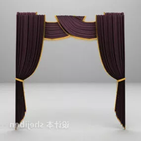 European Dark Red Curtain 3d model