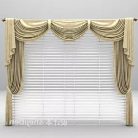 European Style Yellow Curtain 3d model